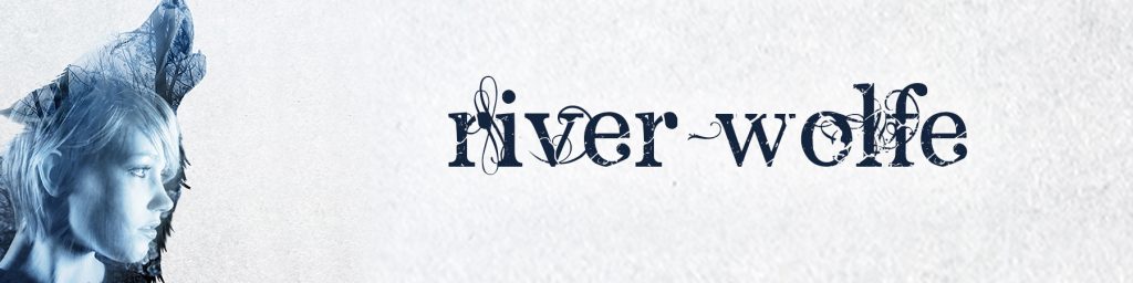 A teen girl's profile against a howling wolf. Title says River Wolfe.