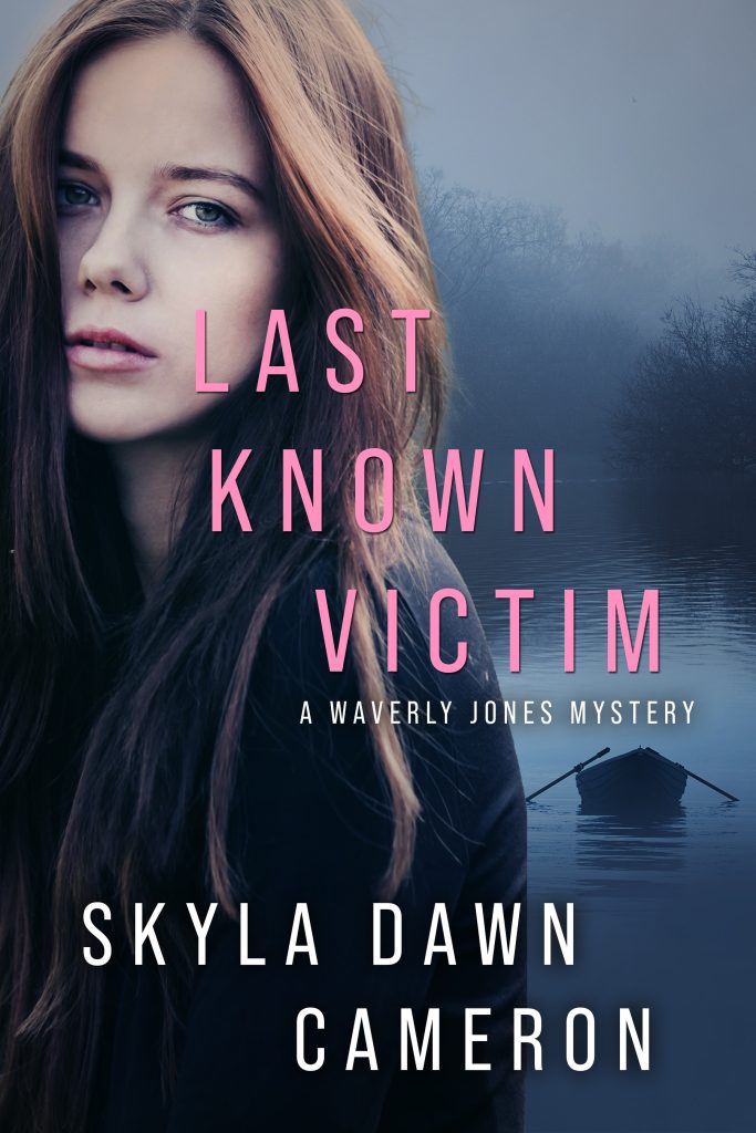Last Known Victim cover with a young woman with long dark hair and a misty lake behind her.